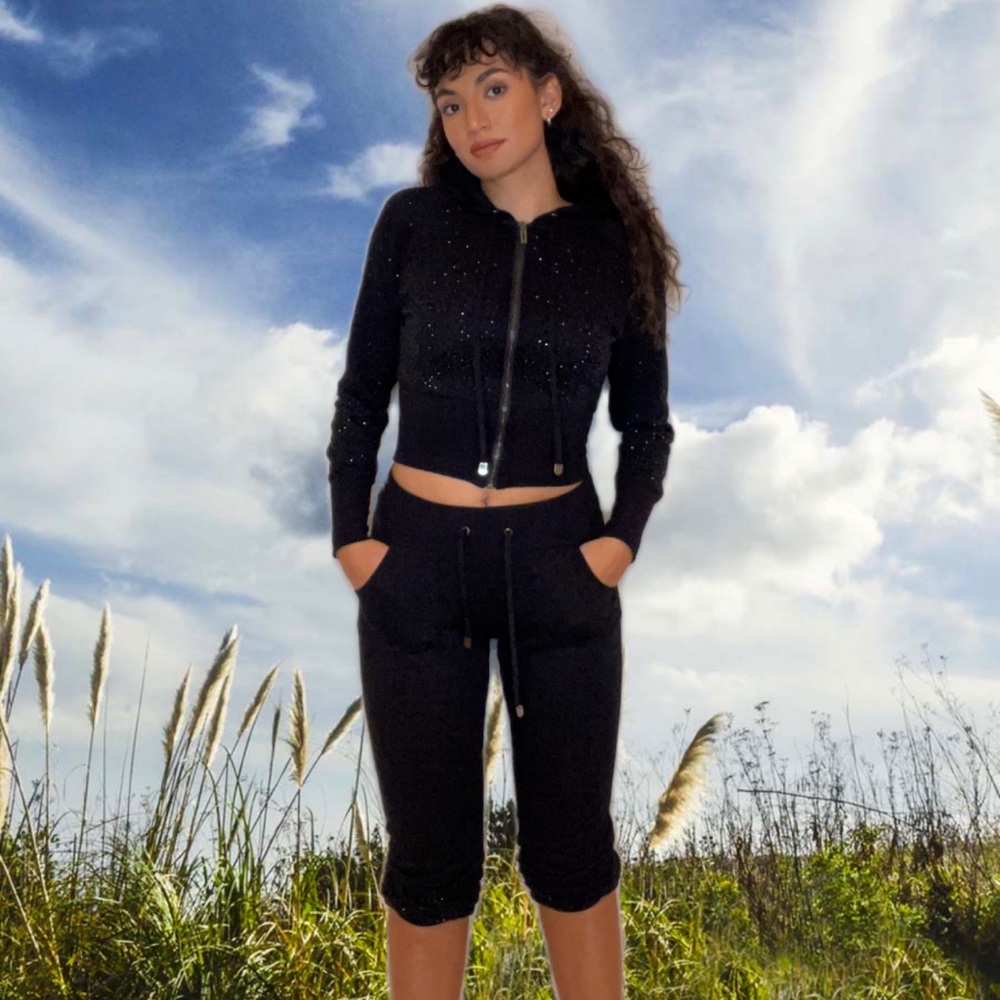 Ph8, black jogger & jacket set, size XS